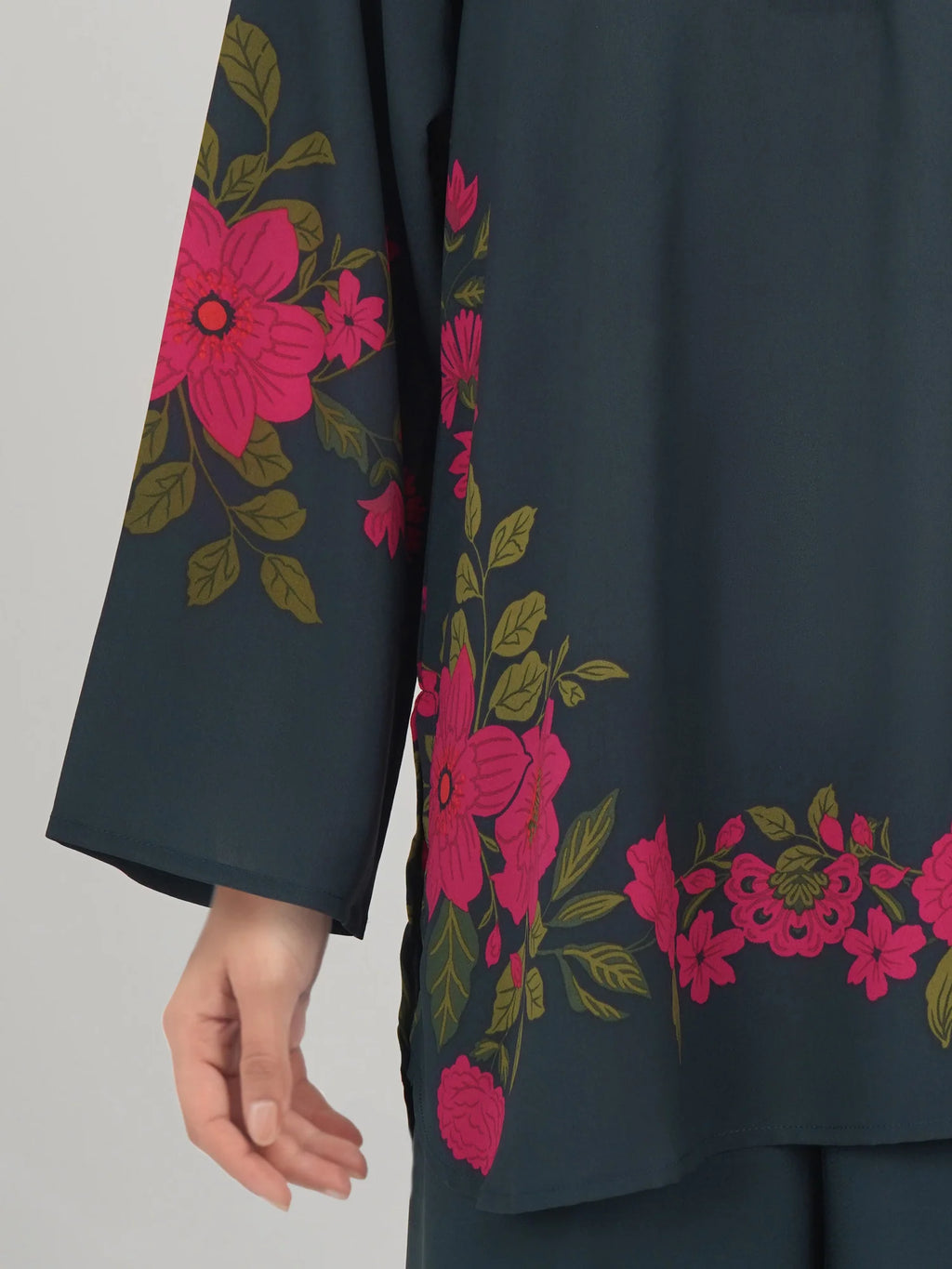 The Black Blossom Grip Co-ord Set- Embroidered