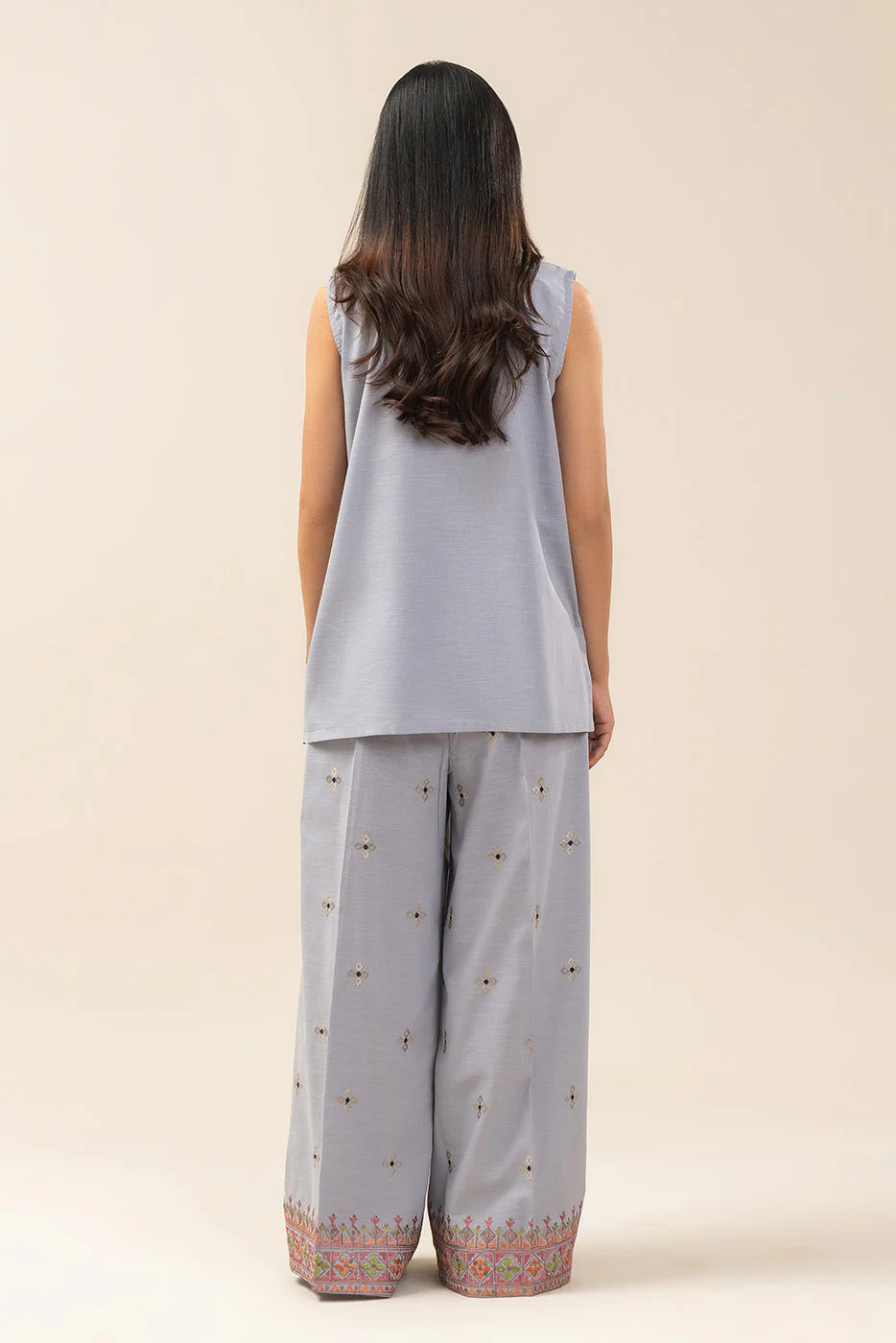 THE GREY BLUE ROSE EMBROIDERED CO-ORD SET (FLOW)