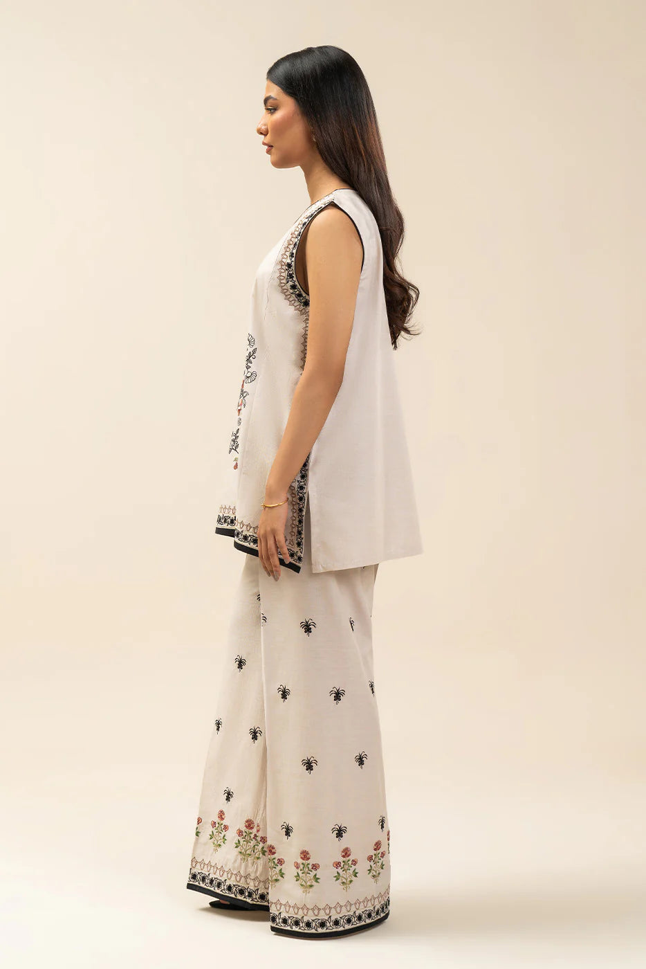 2 PIECE EMBROIDERED CHAMBRAY SUIT (FLOW)