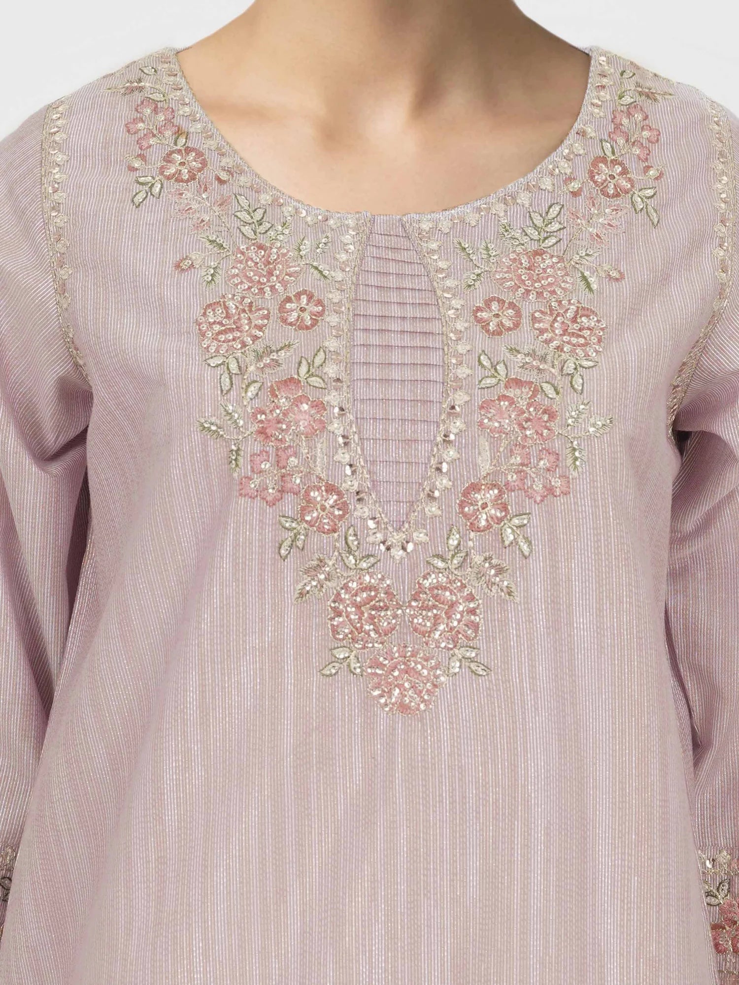 2 Piece Lawn Zari Suit- Embroidered (Pret)